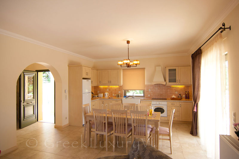 Open plan dining area of a luxurious villa in Lefkas