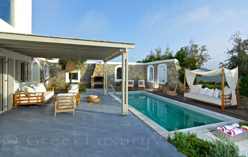 Mykonos Kalafatis-Beach luxury villa pool deck