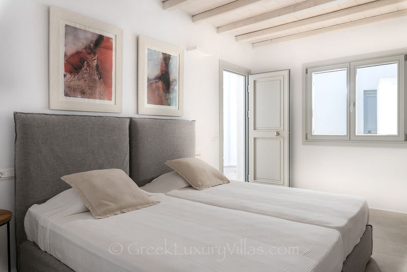 Guest bedroom in luxury villa in Agios Stefanos Mykonos