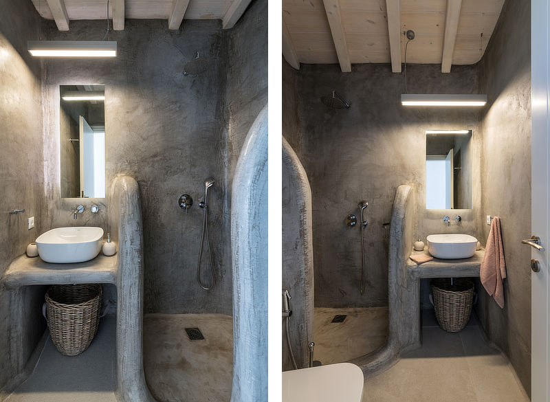 Bathrooms of villa with pool at Agios Stefanos Beach Mykonos