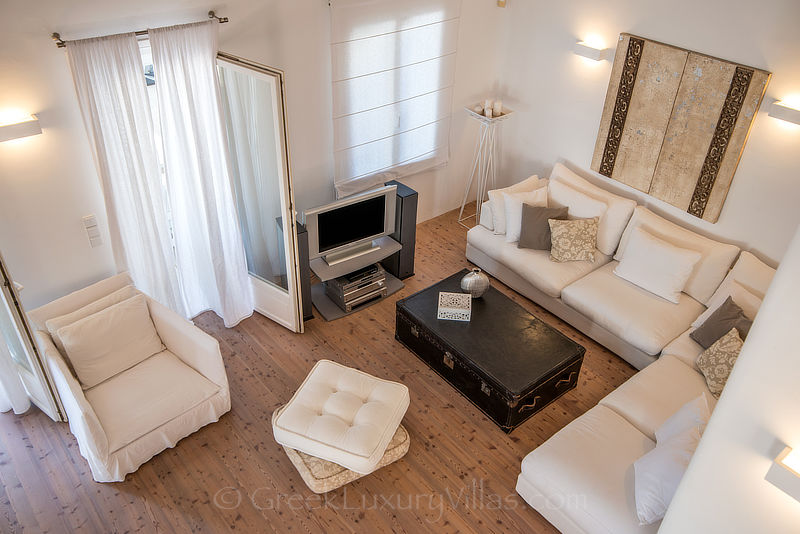 living room of luxury villa in Mykonos Kalo Livadi Beach