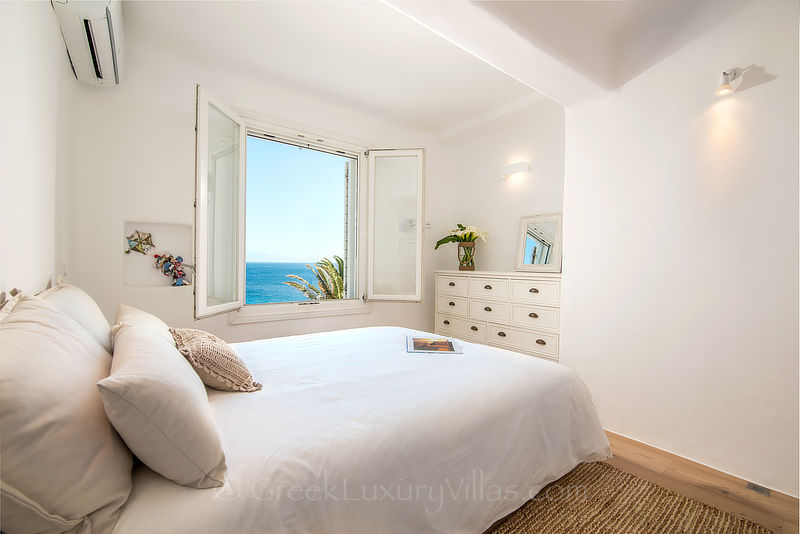 master bedroom of luxury villa in Mykonos Kalo Livadi Beach