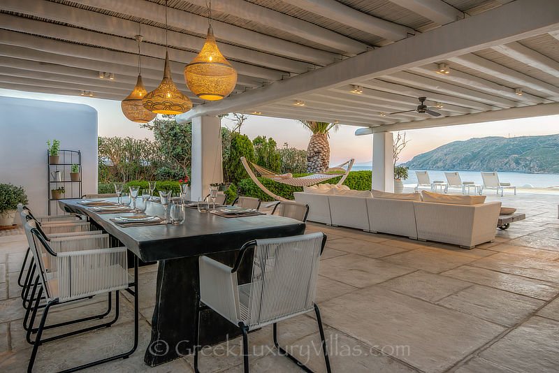 sunset at luxury villa in Mykonos Kalo Livadi Beach