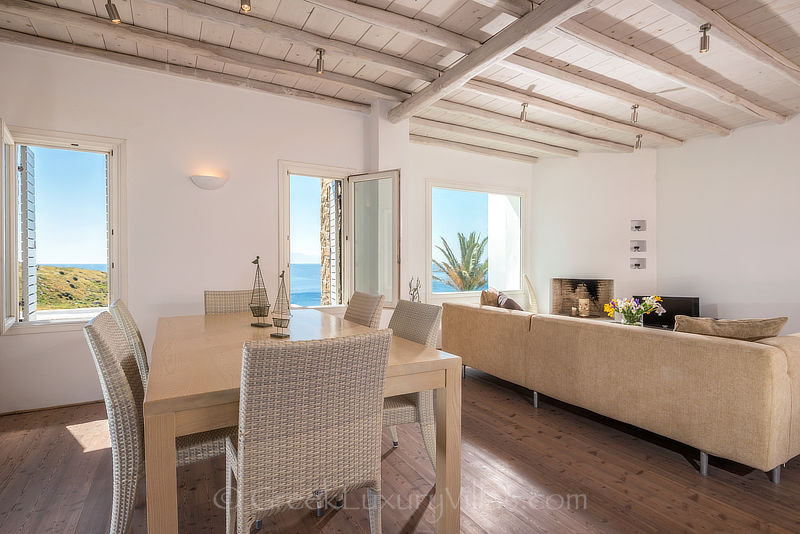 open plan living luxury villa in Mykonos Kalo Livadi Beach