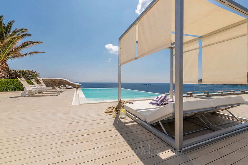 pool-area-of-luxury villa in Mykonos Kalo Livadi Beach