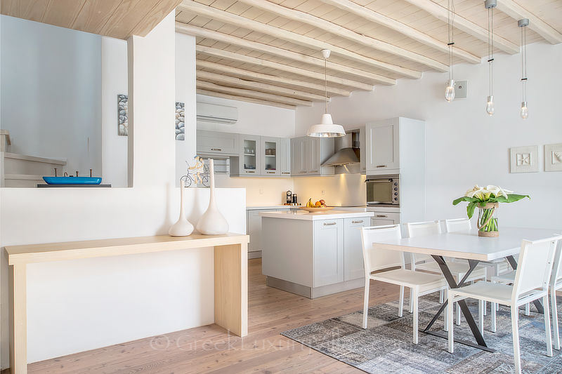 contemporary kitchen of luxury villa in Mykonos
