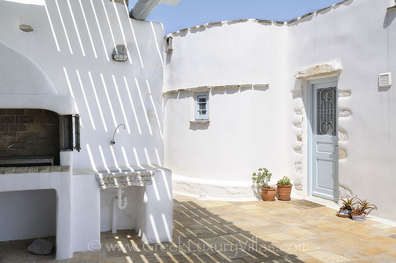 bbq area of Paros luxury villa