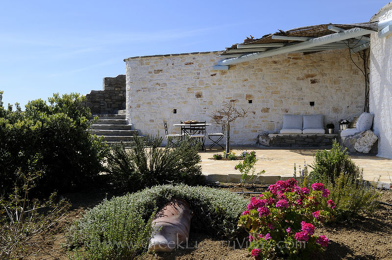 outdoor relaxation at Paros traditional villa