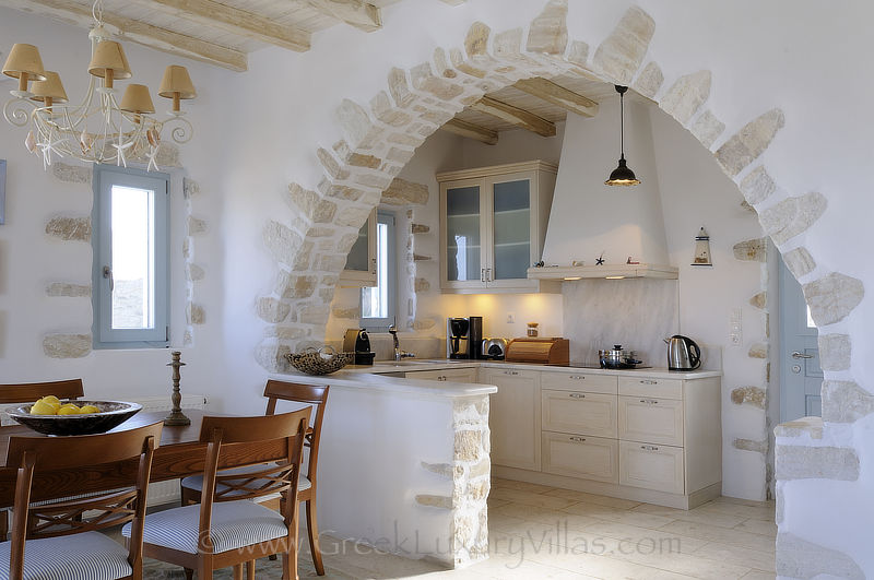 traditional villa with natural stone interior kitchen