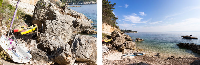 water sports gear at beachfront luxury villa Paxos
