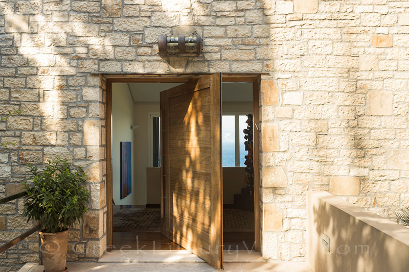 entrance of beachfront luxury villa Paxos