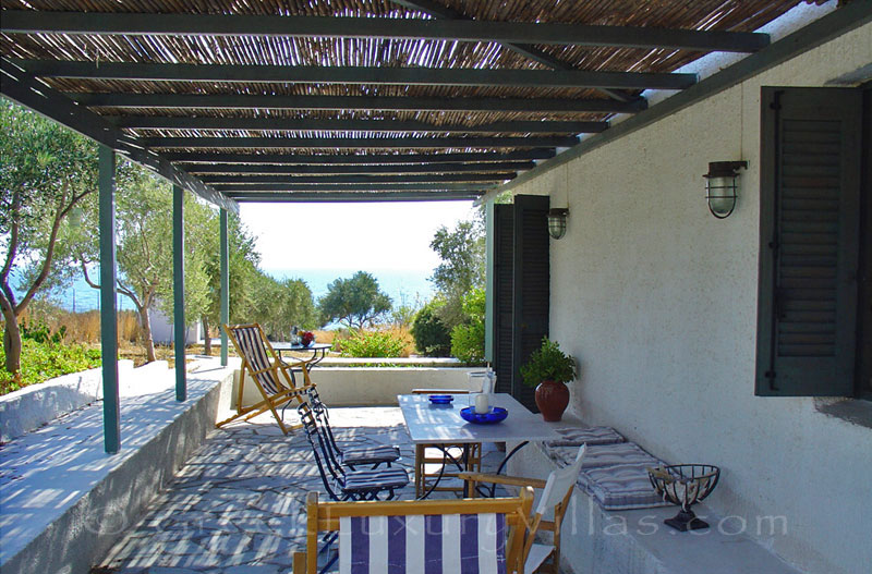 Seaview from a beach bungalow in Peloponnese for honeymoon