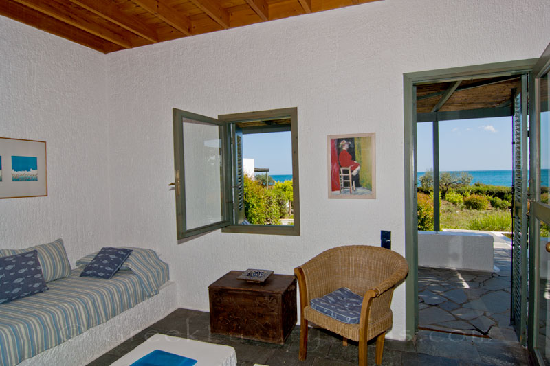 Seaview from the living-room of the beach bungalows in Peloponnese