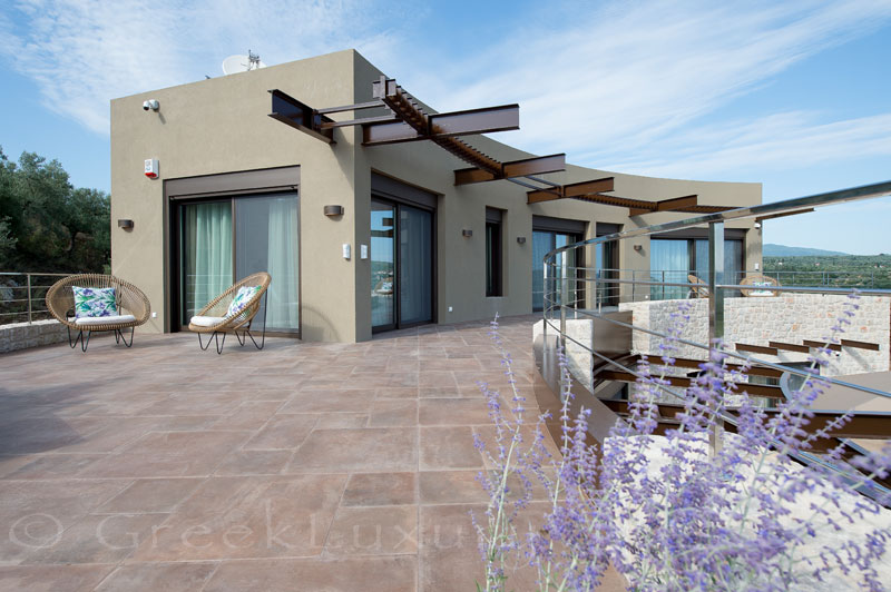 Roof terrace of luxury villa in Gialova, Costa Navarino