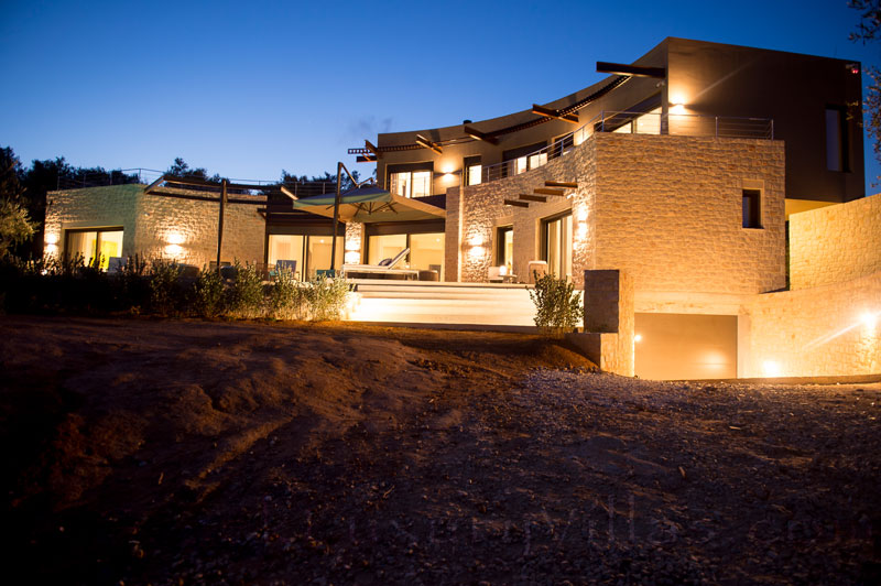 Night atmosphere of Contemporary luxury villa Costa Navarino Gialova