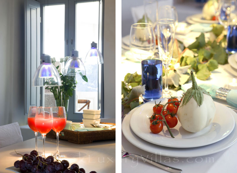 A luxury villa in Fira, Santorini, with a chef service