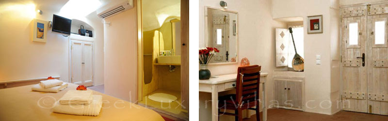 The luxurious bedroom of a villa in Imerovigli, Santorini