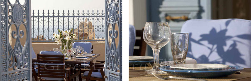 Dining with view at a mansion luxury villa in Oia, Santorini