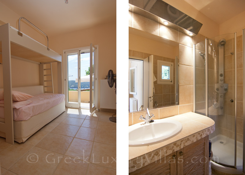 Etagenbetten Luxusvilla mit Pool mit Blick auf die Bucht
