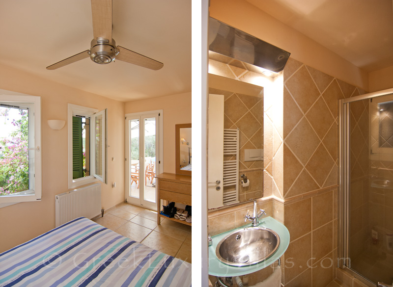 Doppelzimmer der Luxusvilla mit Pool und Meerblick