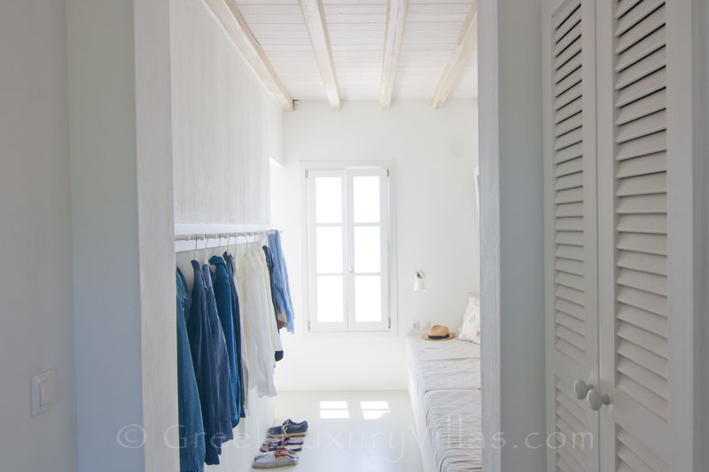 dressing room master bedroom waterfront villa Skiathos