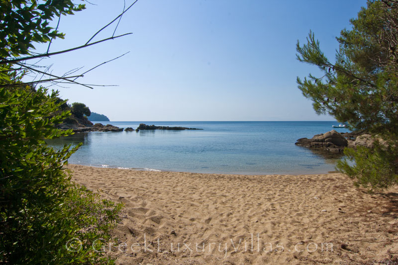 sandy beach near waterfront villa Skiathos