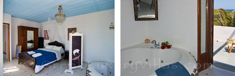 Bedroom with whirpool in villa for two on Skyros