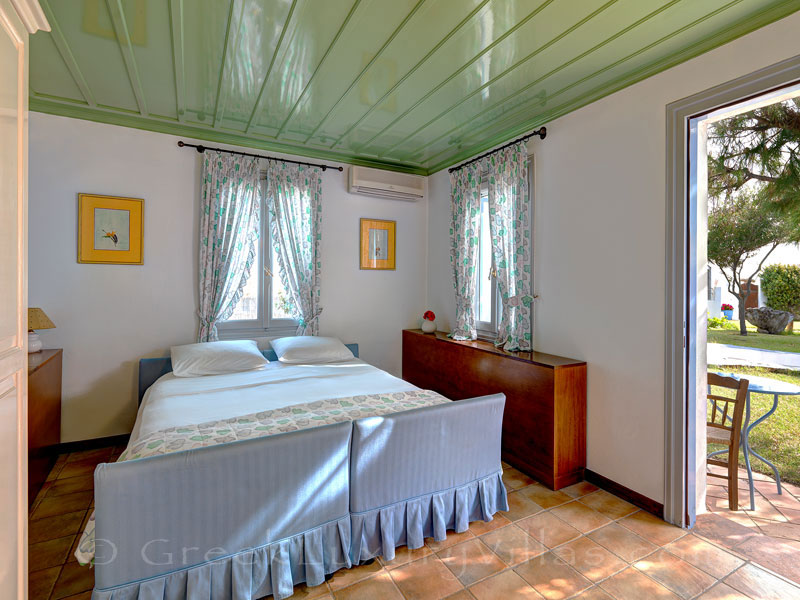 Guest house bedroom of absolute beachfront villa on Skyros