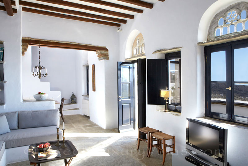 Tinos luxurious traditional house for two open plan living room