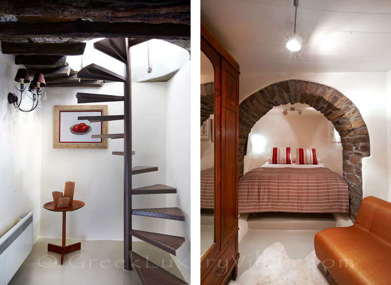 Bedroom of luxurious traditional villa on Tinos