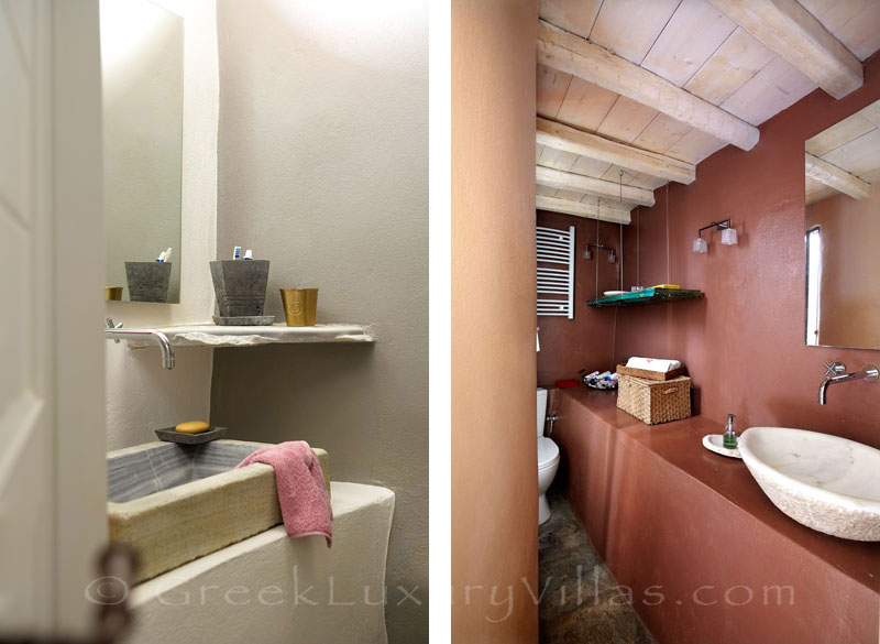 bathroom of exclusive traditional villa on Tinos