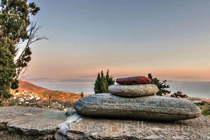 Tinos traditional villa sea sunset view