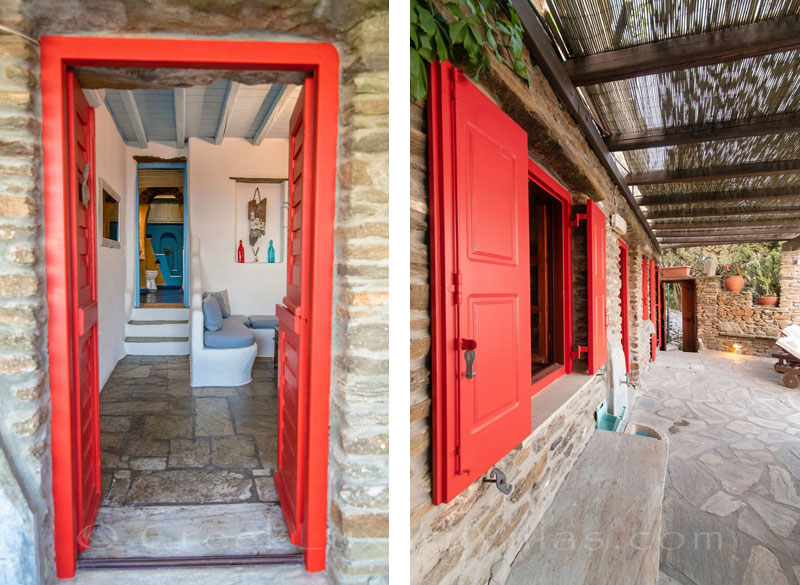 Tinos traditional villa overlooking the port and the sea