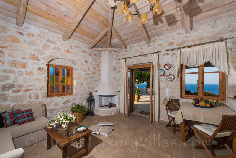Living-room in three bedroom villa with pool in Zante